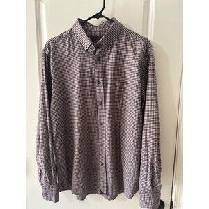 Untuckit Shirt Mens Large Gray Wine Plaid Flannel Casual Pocket Button Up